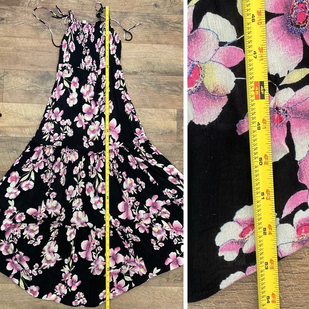 Free People Intimately Garden Party Floral Maxi Black Dress Pink Floral Print XS - Picture 7 of 7